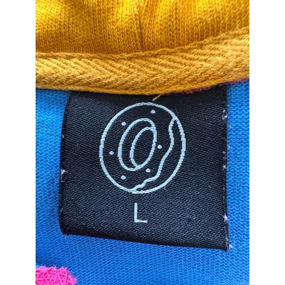 Odd Future Cotton Hooded Rugby Shirt Mens L Blue Colorblock Embroidered Patch - Picture 8 of 8